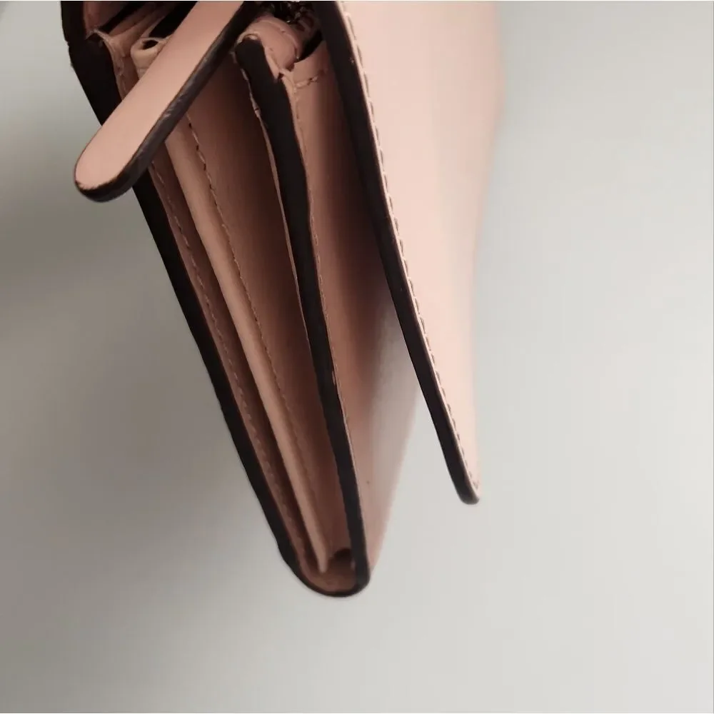 🌸Kate Spade Smooth Leather Clutch Large Wallet -Soft Pink